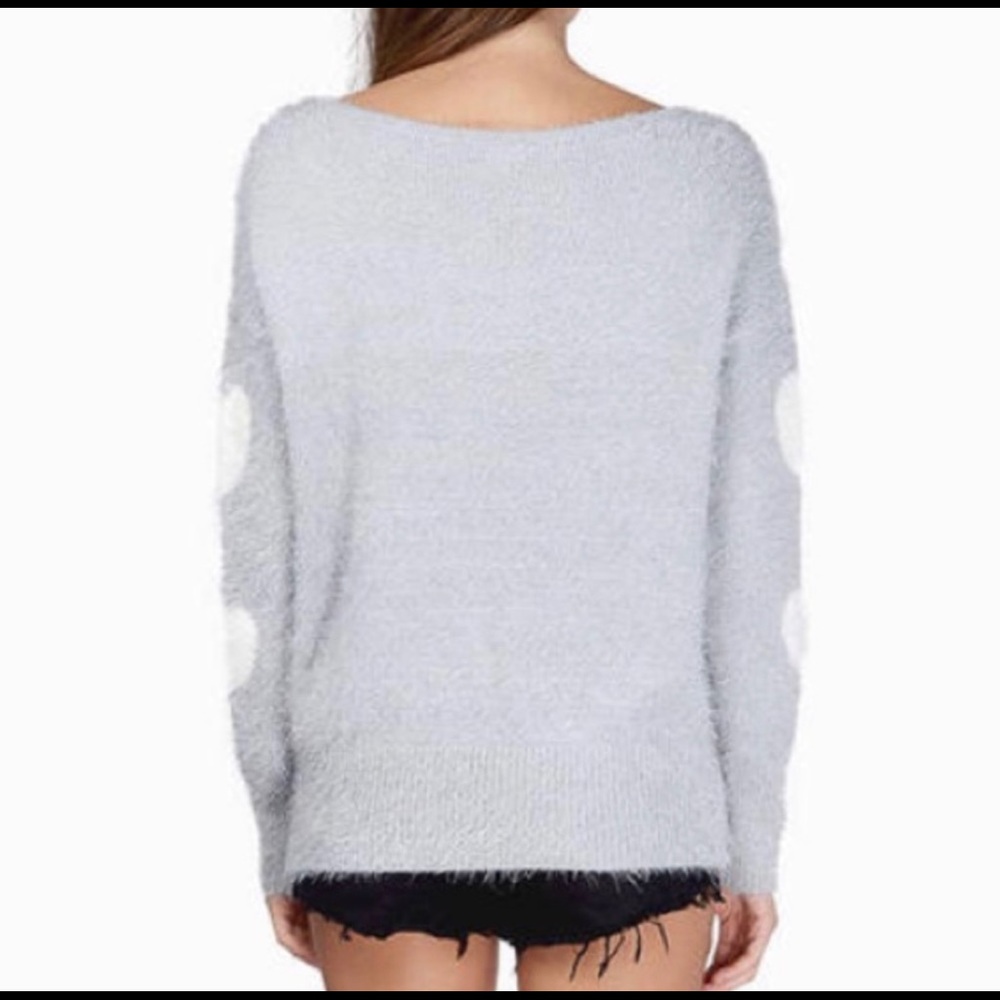 Tobi Gray White Hearts Crushing on Eyelash Sweater - Picture 2 of 5